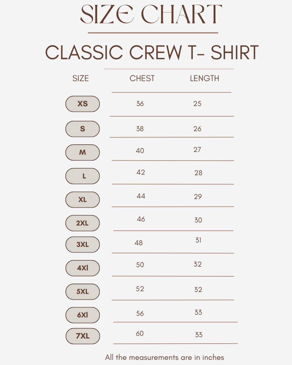 Size chart