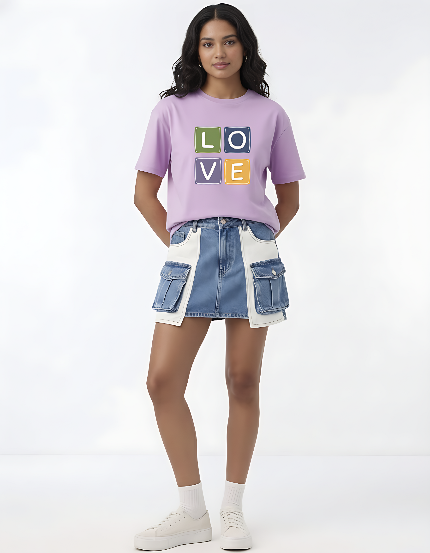 Women's Retro Block Love Oversized Tee